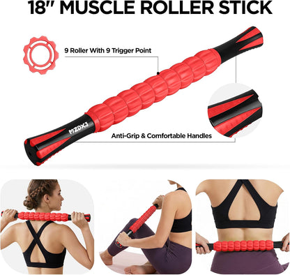 Wooden Cellulite Massage Roller for Legs and Thighs - Handheld Fascia Blaster Tool for Muscle Relief, Lymphatic Drainage & Body Sculpting - Anti Cellulite Massager for Women and Men (12 Wheel)