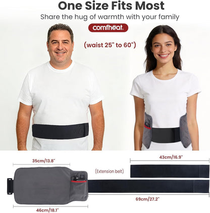10000mAh Cordless Heating Pad for Back, Portable Rechargeable | Lower Back Pain Relief Wearable Heat Belt Battery Powered, Fathers Day Dad Gift for Men Women Mom Lumbar, Up to 60" Waist