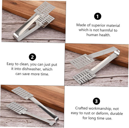 Luxshiny Tea Bag Clamp Set of 2 Stainless Steel Tea Bag Squeezer Tongs with Strainer and Solid Side Multipurpose Clips for Kitchen Ice Cubes Dishwasher Safe 5.51 X 1.57 X 0.78 in