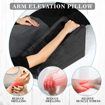 Buryeah Dark Gray Arm Elevation Pillow 2 Pocket, Plush Material