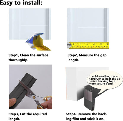 Under Door Draft Stopper - 39 Inch Adhesive Door Sweep for Interior/Exterior, Door Blocker (Black, 39.3 Inches)