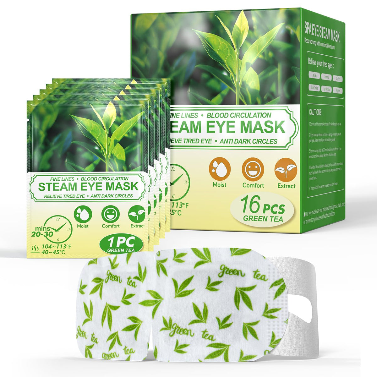 16 Packs Steam Eye Masks for Dry Eyes, Self Heating Warm Compress Unscented