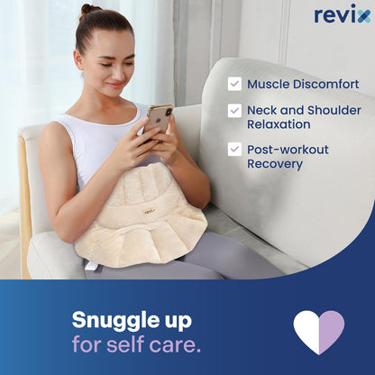 REVIX Microwave Heating Pad for Neck and Shoulders Back, Microwavable Heated Neck Wrap Warmer with Moist Heat, Lavender Aromatherapy Hot and Cold Pack