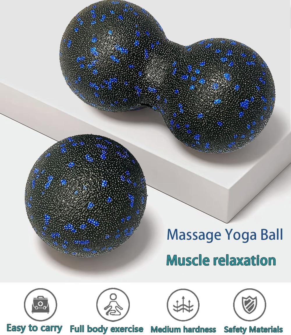 Peanut Massage Ball, Double Lacrosse Foam Roller for Physical Therapy, Firm | Deep Tissue Exercise, Myofascial Release, Muscle Knots Acupoint Relief, Trigger Point Tool for Neck Back Feet Waist Pain