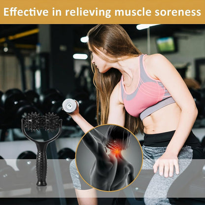 Handheld Spiky Massage Balls Rollers, 2 Wheel Spiky Massage Ball Rollers Silicone Manual Massage Roller with Handle Pressure Point Muscle Massage Tool for Foot Arm Body Neck Leg Pain Pressure Relief