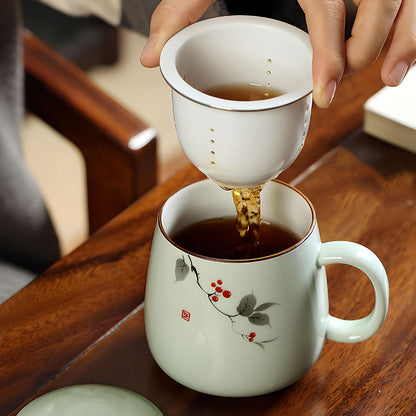ZooBoo Porcelain Tea Mug With Infuser Lid 12oz Loose Leaf Tea Cup | Gift Box Packaging Makes This Tea Cup An Ideal Choice For Tea Lovers, Home, Office Use