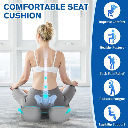 CushyOasis Seat Cushion, Gel Memory Foam Office Chair Cushions, (Black) | Chair Cushion, Anti-Slip Bottom & Removable Cover Tailbone Pain Relief Cushion, Memory Foam Seat Cushion for Office