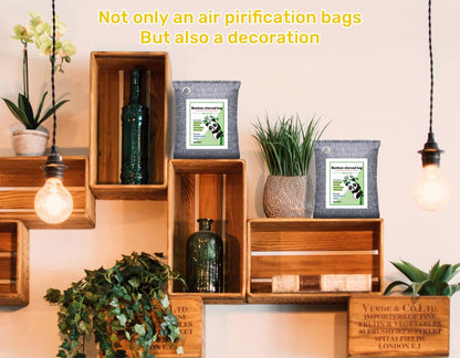 Activated Charcoal Odor Absorber Deodorizer Odor Eliminator for Strong Odor | Home, Basement, Closets, Shoes, Smoke, Car Air Freshener. 3 Pack Nature Bamboo Charcoal Air Purifying Bags