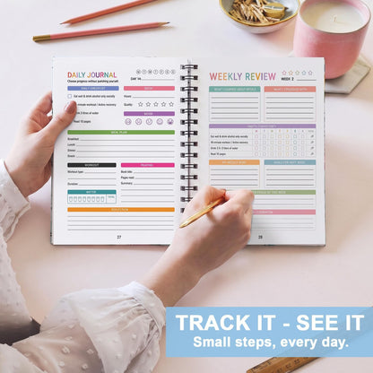 75 Soft Challenge Journal for Women | Daily Habit Tracker A5 Spiral 75-Day Habit Tracker Planner, 106-Page Full-Color Daily Logs, Weekly Reviews, Meal Water Workout Reading Tracker