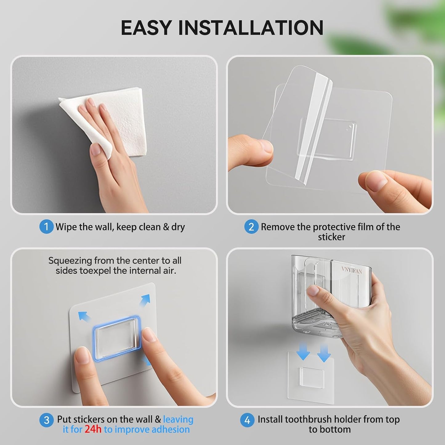 3 Slots Detachable Toothbrush Holders Wall Mounted for Bathrooms | Electric Toothbrush Holder with Drip Tray, Tooth Brush and Toothpaste Holder Organizer for Bathroom Countertop Organizer