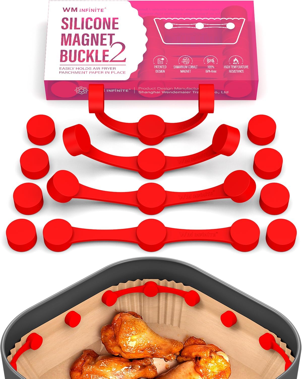 Air Fryer Magnets for Parchment Paper, Air Fryer Accessories | Upgrade Stronger Magnets, 12 Pack Silicone Magnet for Holding Parchment Paper