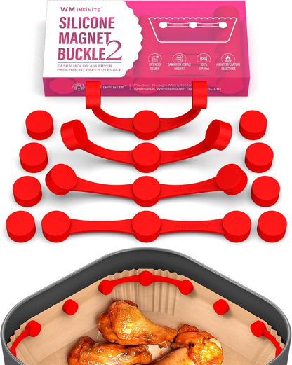 Air Fryer Magnets for Parchment Paper, Air Fryer Accessories | Upgrade Stronger Magnets, 12 Pack Silicone Magnet for Holding Parchment Paper