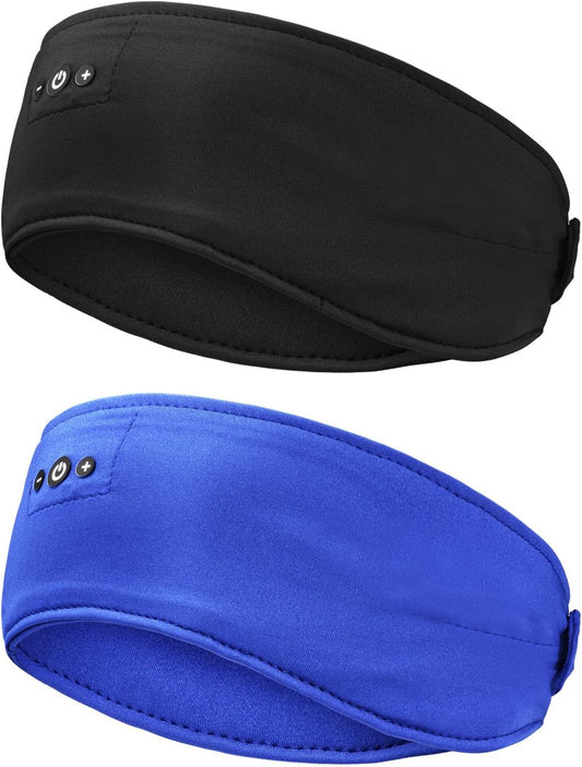 2-Pack Sleep Headphones Headband with Adjustable Hook and Loop, Bluetooth Headband Headphones for Sleeping Workout Running Yoga Gift