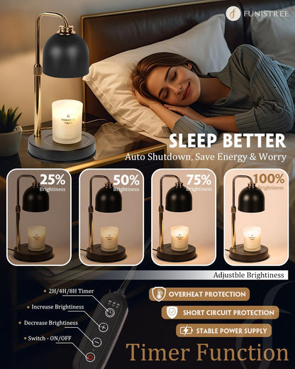 Modern Candle Warmer Lamp with Timer, Dimmable Candle Lamp Warmer, Mothers Day Birthday Gifts for Women Men, Black Candle Warmer, Adjustable Candle Light Warmer, Cozy Living Room Bedroom Home Decor