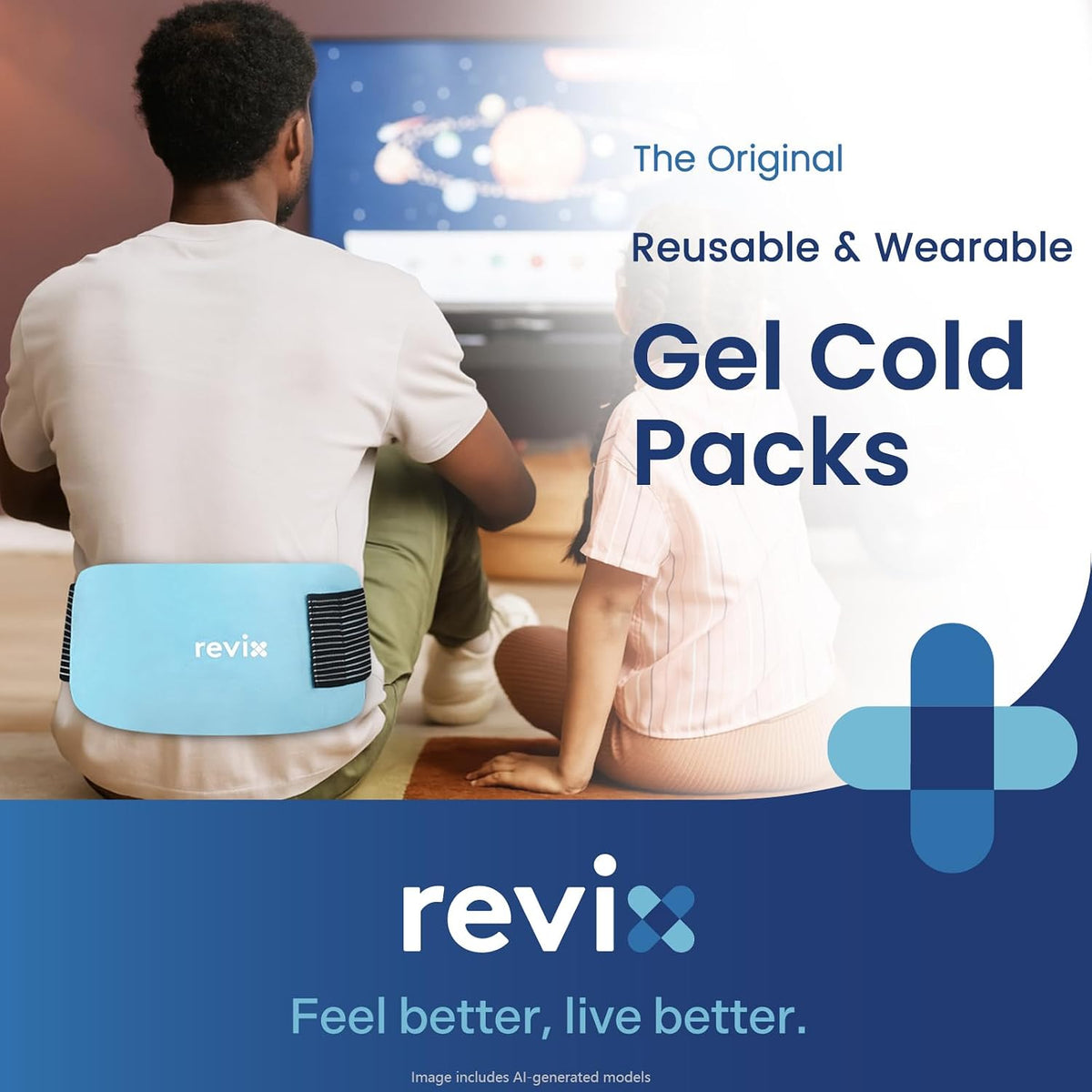 REVIX Ice Pack for Injuries Reusable, 2-Pack Hot & Cold Gel Wrap with Strap
