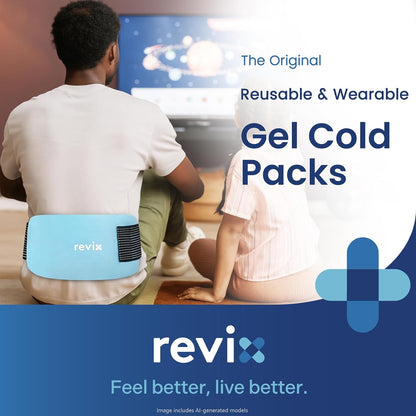 REVIX Ice Pack for Injuries Reusable, 2-Pack Hot & Cold Gel Wrap with Strap