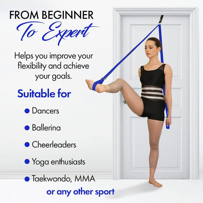 Stretching Strap with Door Anchor for Splits and Flexibility Training | Improve Leg Flexibility at Home, Ideal for Ballet, Dance, Cheerleading, Yoga, Pole Dance and Gymnastics