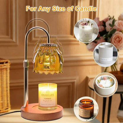 Candle Warmer Lamp with Timer & Dimmer, Birthday Gifts for Women Mom, 4-Level Dimmable Flower Heat Lamp for Jar Candles, Adjustable Height, House Warming Gifts, Home Decor (Purple
