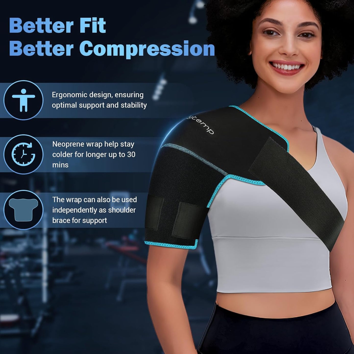Comfytemp Shoulder Ice Pack Wrap Shoulder Brace Compression Sleeve for Shoulders Pain Relief, 2 Gel Ice Packs for Injuries Reusable, Cold Therapy for Rotator Cuff Recovery, Fathers Day Dad Gifts Men