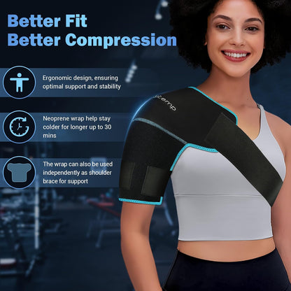 Comfytemp Shoulder Ice Pack Wrap, Shoulder Brace for Shoulders Pain Relief
