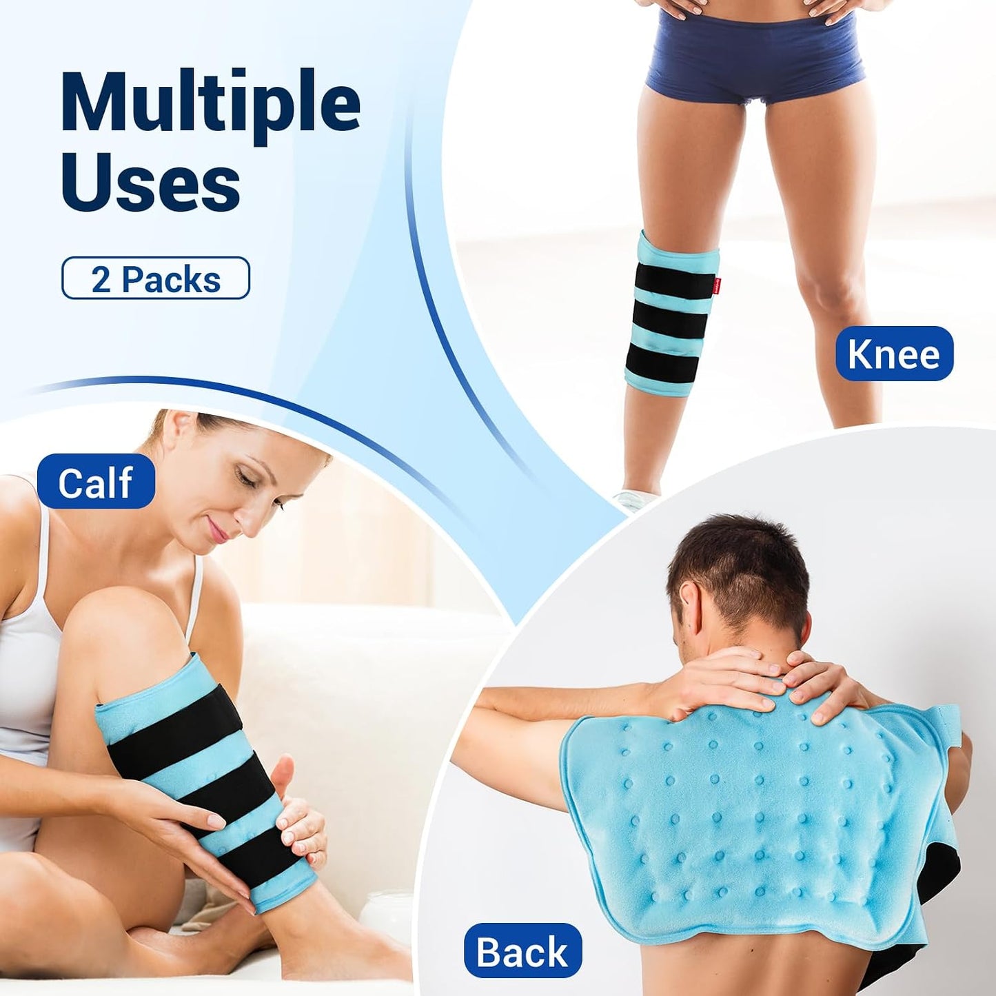 Comfytemp Large Knee Ice Pack Wrap Reusable Gel, FSA Eligible HSA, Full Coverage Knee Cold Compression Brace for Injuries, Pain Relief, Replacement Recovery, Arthritis, Surgery, Women Men Gift