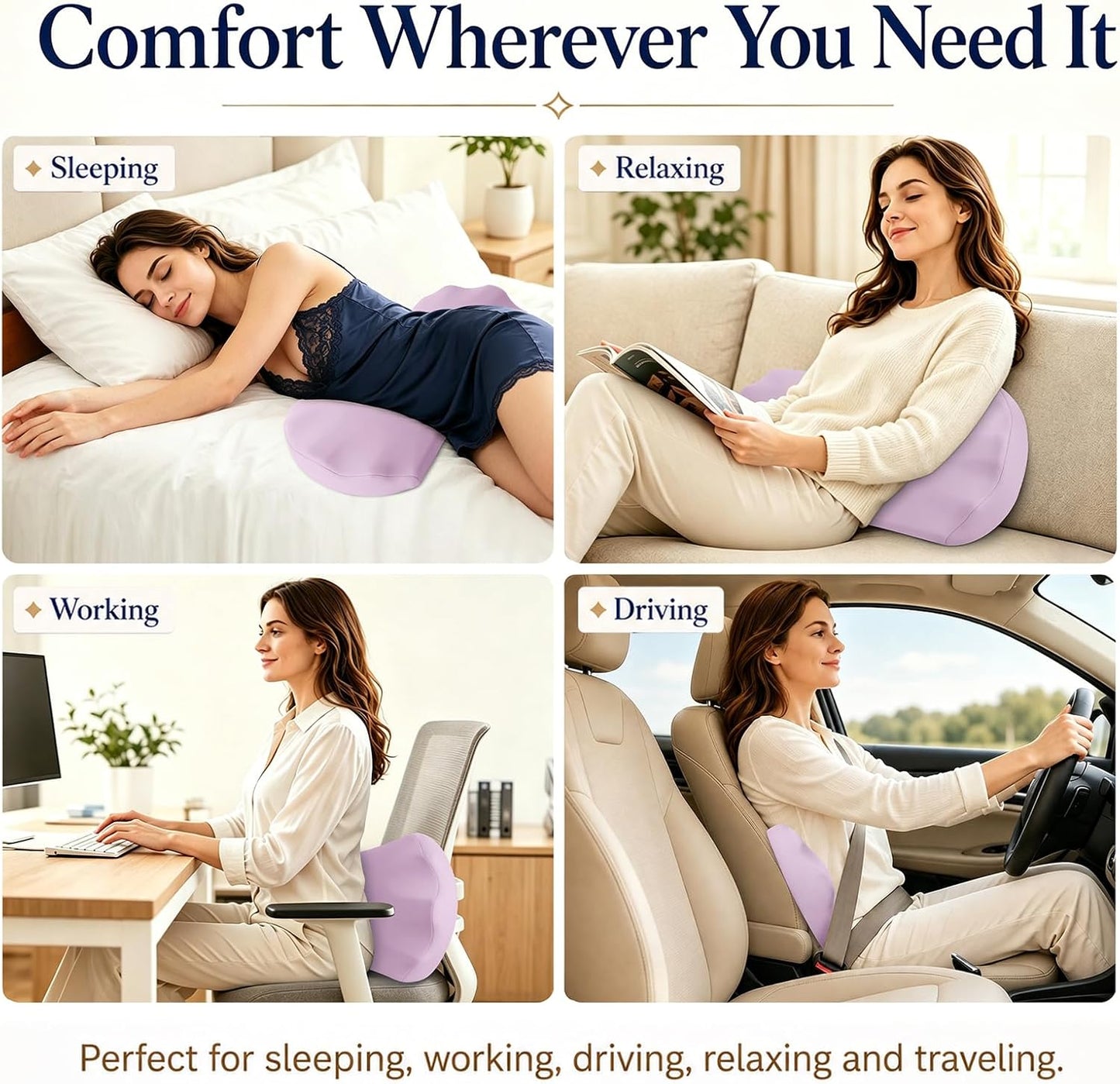Fledano Lumbar Support Pillow for Bed – Memory Foam Lower Back Pain Relief Pillow for Sleeping, Ergonomic Lumbar Pillow for Side & Back Sleepers, Sciatica & Hip Pain Relief, Washable Cooling Cover