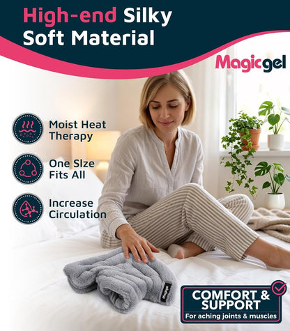 Magic Gel Neck Shoulder Heating Pad Microwavable for Pain Relief and Relaxation, Weighted Heated Neck Wrap Warmer with Moist Heat, Reusable Hot Compress, Soft Plush Microwave Heating Pad