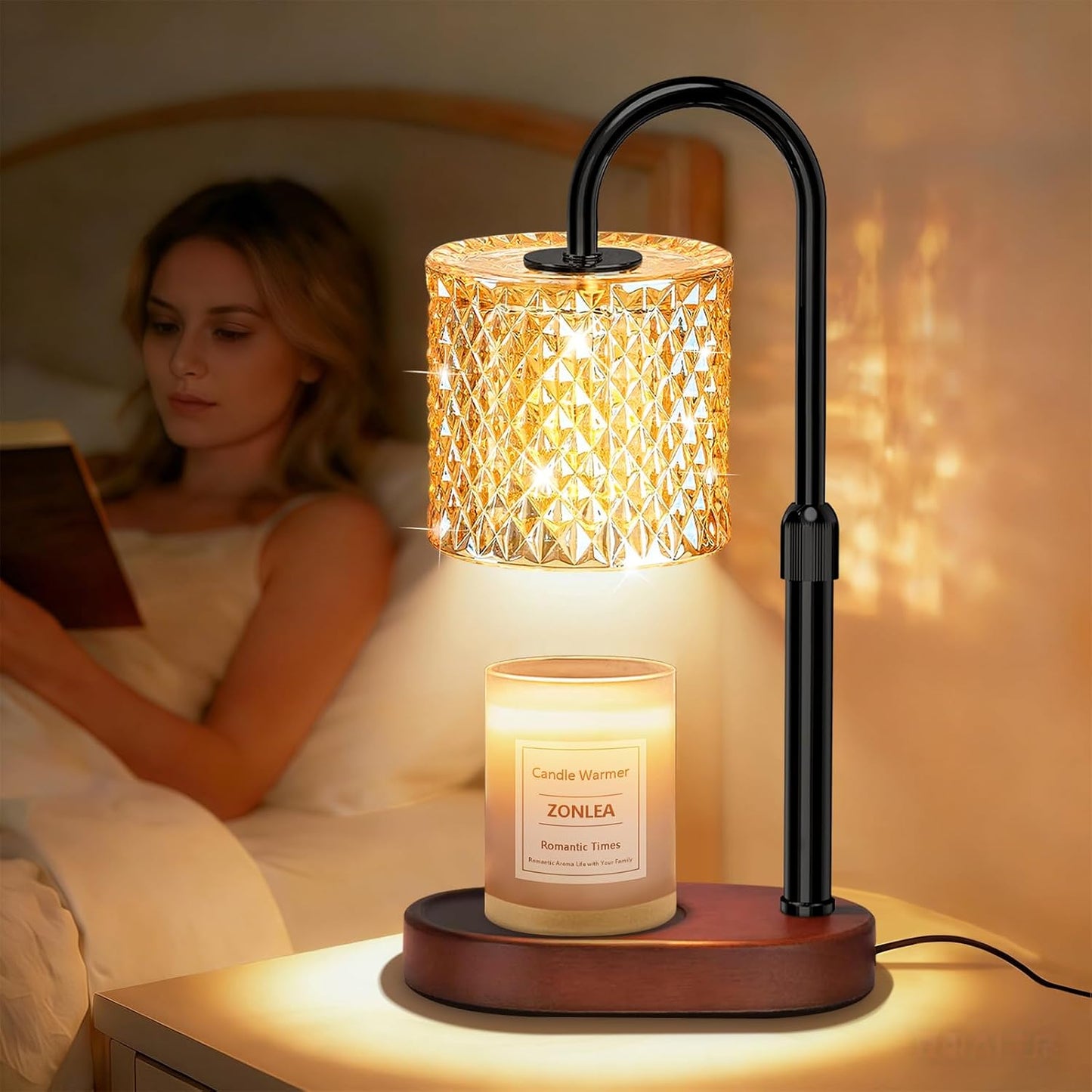 ZENLEA Candle Warmer Lamp with Timer, Candle Lamp with Dimmer, Wax Warmer Height Adjustable for Home Decor, Wax Melt Warmer for Scented Candles