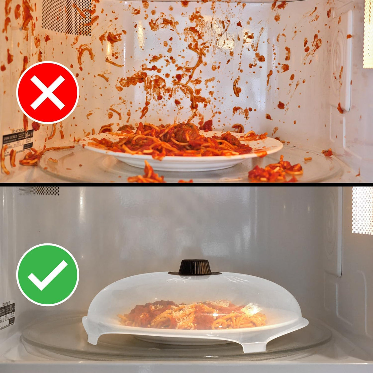 HOVER COVER Tall Magnetic Microwave Splatter Cover for Food, 12 Inch-Black