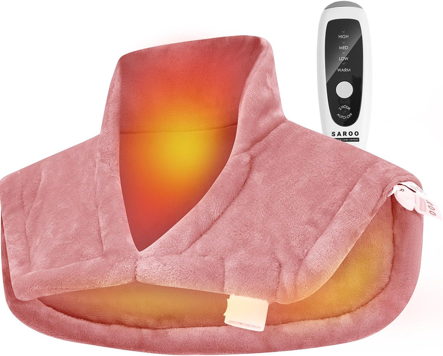 SAROO Weighted Heating Pad for Neck and Shoulders Pain Relief,19"x22",Grey | Heat Pad for Back,Neck Heating Pads with Dry&Moist Heat,4 Heat Settings, Auto-Off, Gifts for Women Men Mom Dad