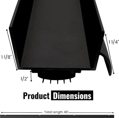U Shaped Aluminum Door Bottom Sweep with Drip Cap, Draft Stopper for Bottom of Door, Weather Stripping Seal for Exterior and Interior Doors, 1 3/4" Width, Black (36 Inch)
