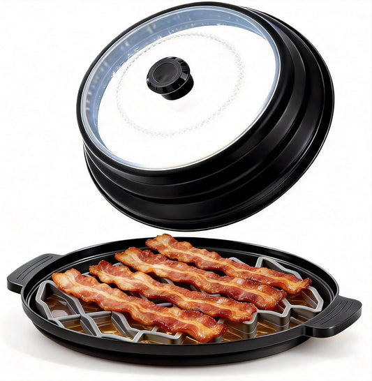 Microwave Bacon Cooker with Lid, 3-Piece Bacon Tray for Microwave Oven