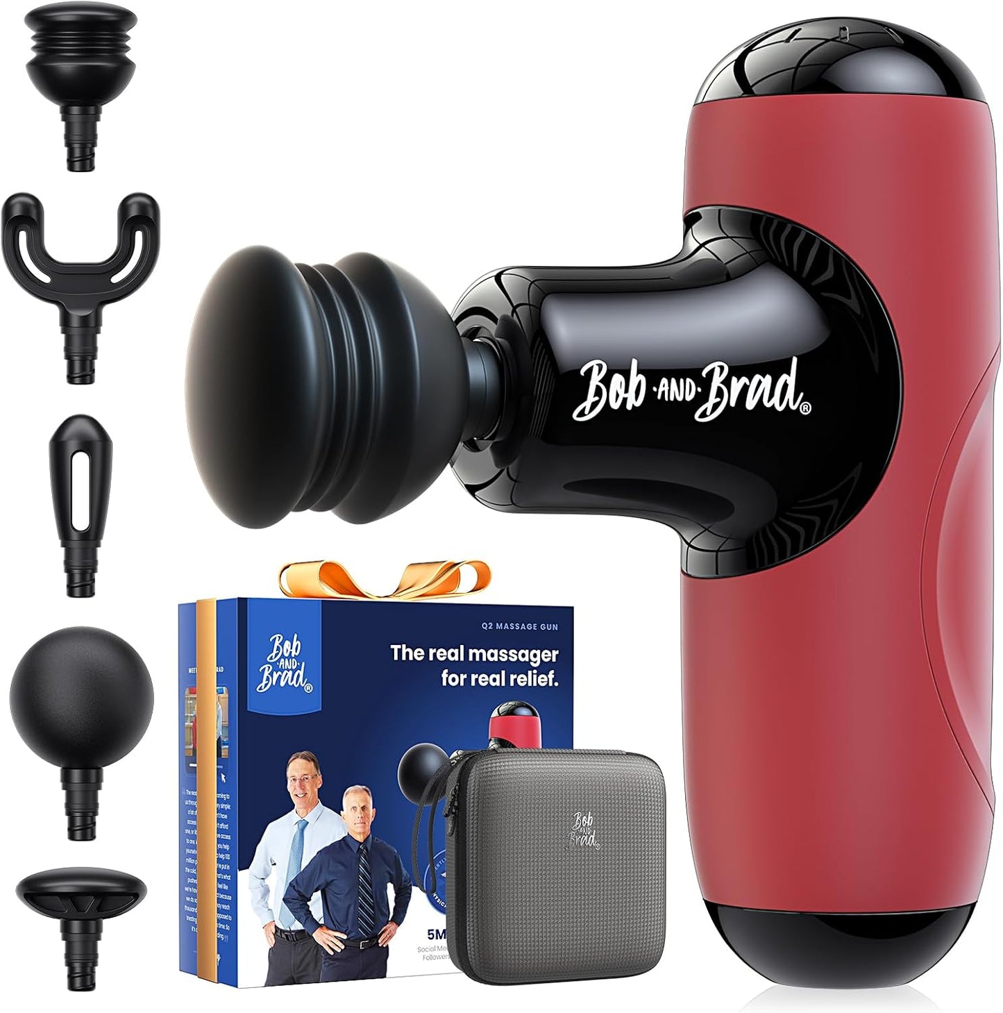 BOB AND BRAD Q2 Mini Massage Gun, Pocket-Sized Deep Tissue Massager Gun, Portable Percussion Muscle Massager Gun, Ultra Small & Quiet Muscle Massage Gun for Muscle Recovery with Carry Case