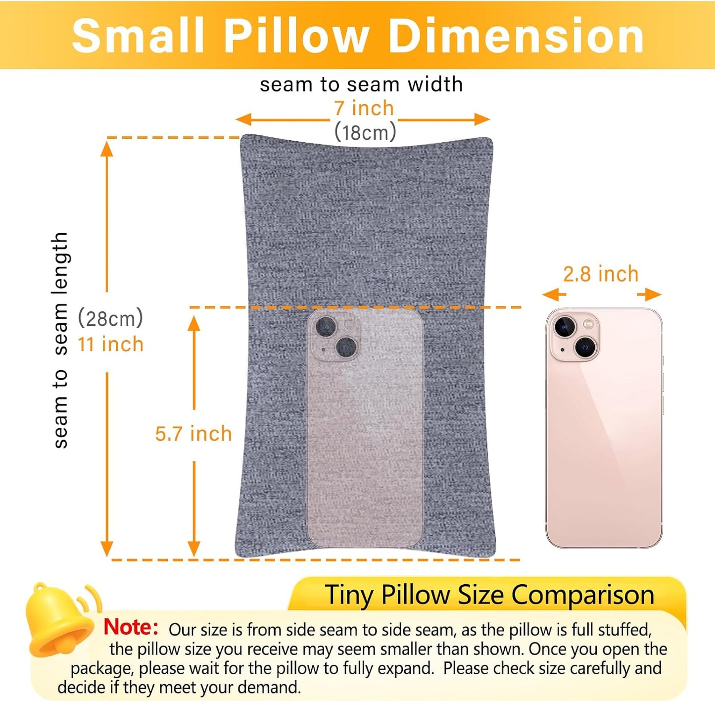 1 MIDDLE ONE 2 Pack Small Pillow, Memory Foam Mini Pillow 11 X 7 Inches for Travel, Sleeping, Nap and Neck, Knee, Lumbar Support, Tiny Cushion for Pet, Dogs (Grey)
