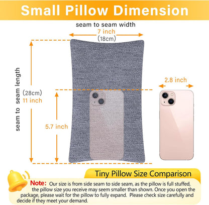 1 MIDDLE ONE 2 Pack Small Pillow, Memory Foam Mini Pillow 11 X 7 Inches for Travel, Sleeping, Nap and Neck, Knee, Lumbar Support, Tiny Cushion for Pet, Dogs (Grey)