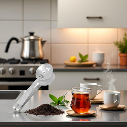 Silver Tea Bag Squeezer,Stainless Steel Oval Tea Bag Squeezer Tongs,Tea Filter Clamp Tea Strainer Holder Clip,Suitable Tea Filters for Gripping Ice Cube,Sugar(12.3cm)