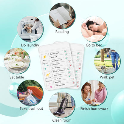 Dry Erase Chore Chart for Kids to Do List Magnetic Checklist Board Reusable RV Daily Routine Schedule Planning Boards with Blank Checklist Cardstock for Habit Tracker or Daily and Weekly Planner