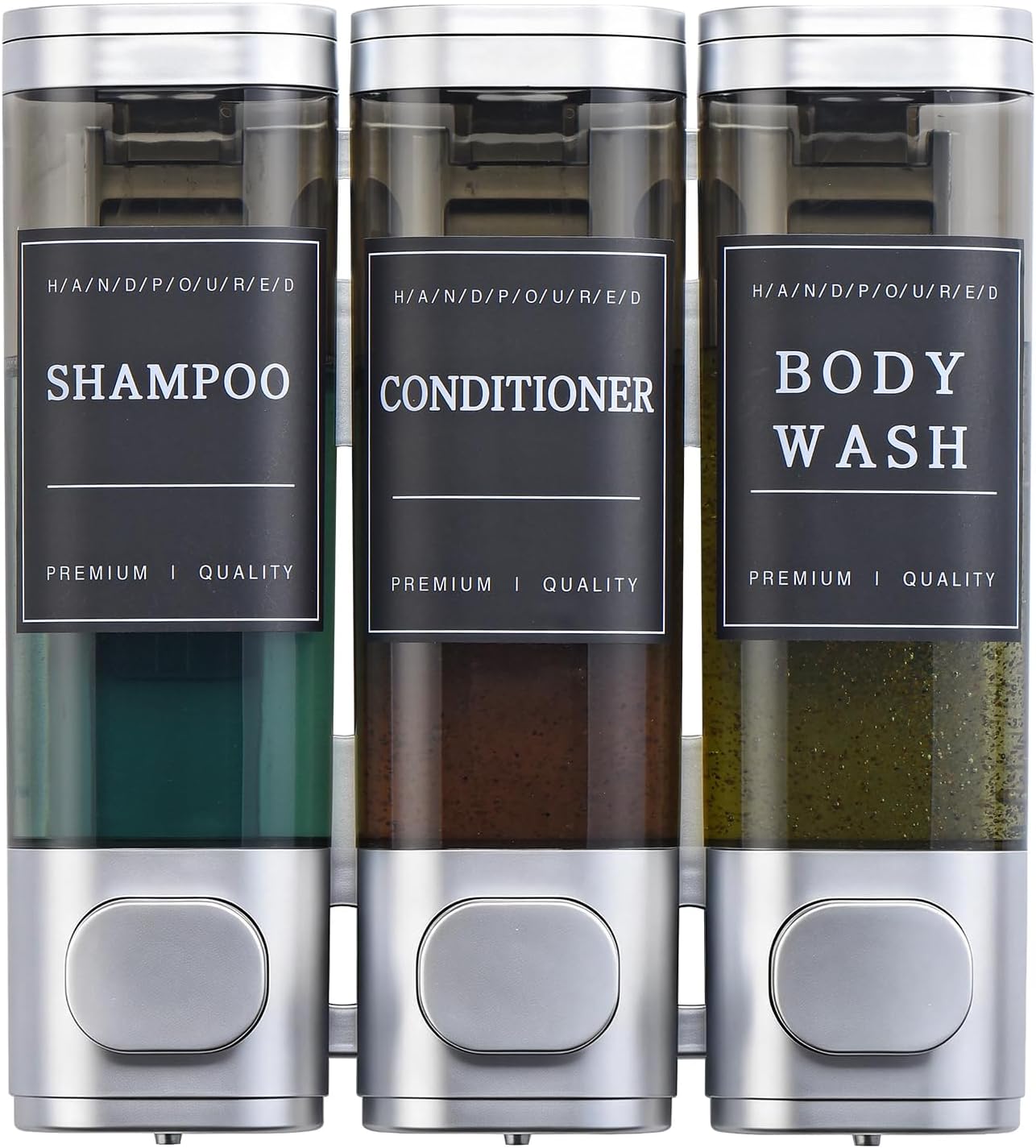 Shampoo and Conditioner Dispenser,Shower Soap Dispenser 3 Chamber No Drill Wall-Mounted Shampoo Dispenser for Shower Wall Mounted Shower Dispenser for Bathroom Hotel Large Capacity, Clear Bright