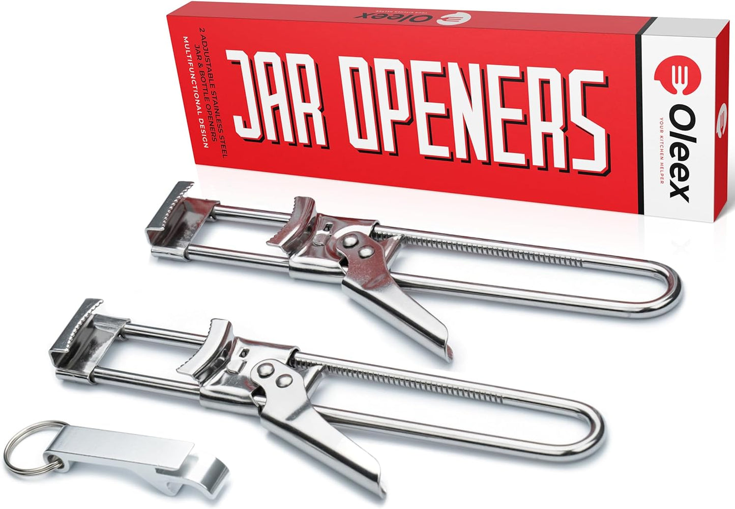 Oleex Jar Opener for Weak Hands with Keychain Bottle Cap Opener. Easy Jar Opener for Seniors with Arthritis or Kids Jar Openers. Jar Gripper Tight Lid Opener and Bottle Opener Kitchen Gadgets