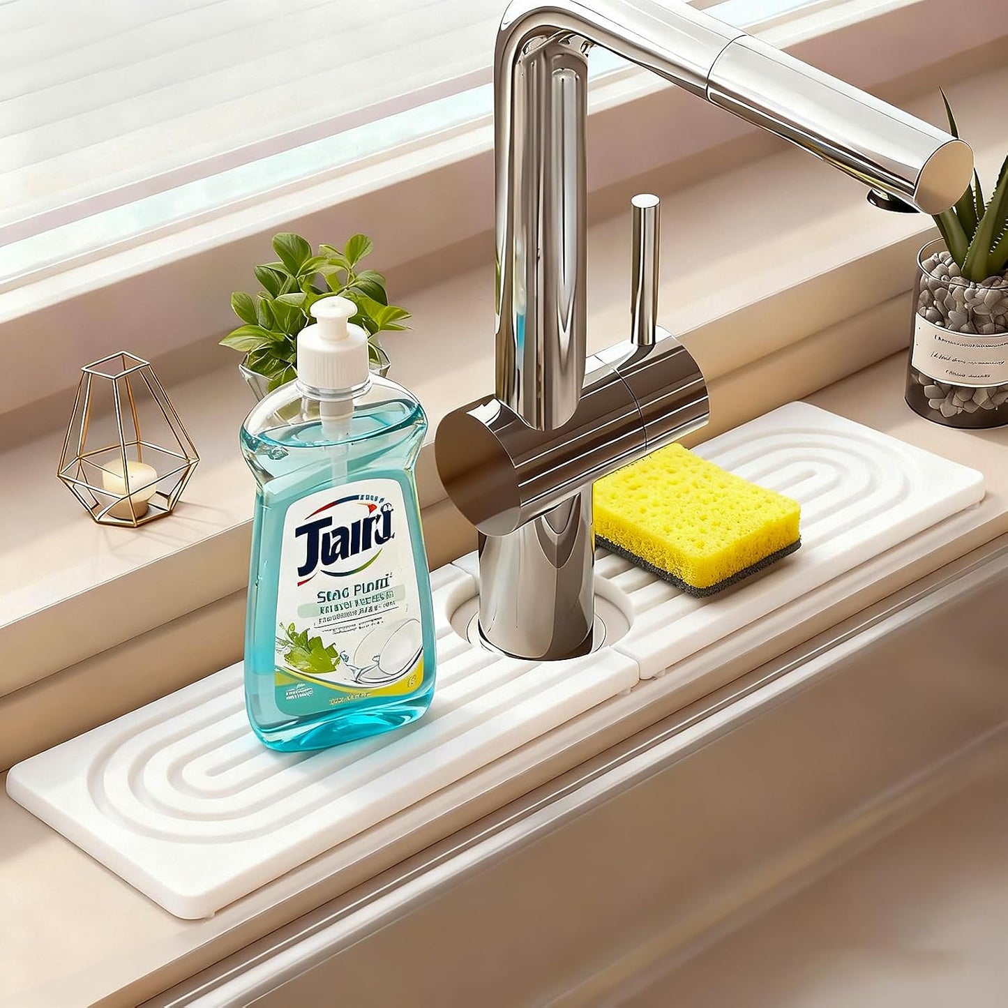 24 Inch Kitchen Sink Splash Guard, Sink Splash Guard Behind Faucet, Silicone Faucet Handle Drip Catcher Tray Mat for Kitchen, Bathroom Counter, Dark Gray, 23.6" x 4"