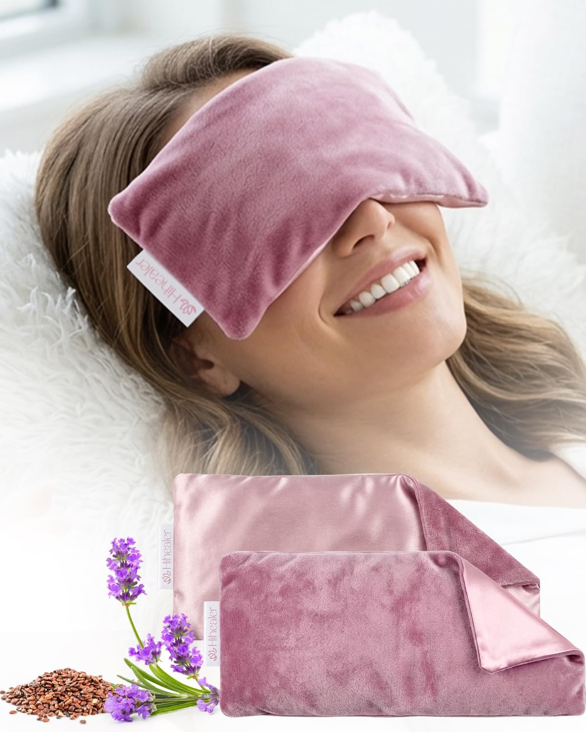 Relaxation Gifts for Women, Weighted Eye Mask for Sleeping, Yoga, Spa, Meditation, Lavender Eye Pillow Heated for Headache, Sinus & Dry Eyes Relief, Moist Heat Mask, Birthday Gifts for Mom (Purplex4)