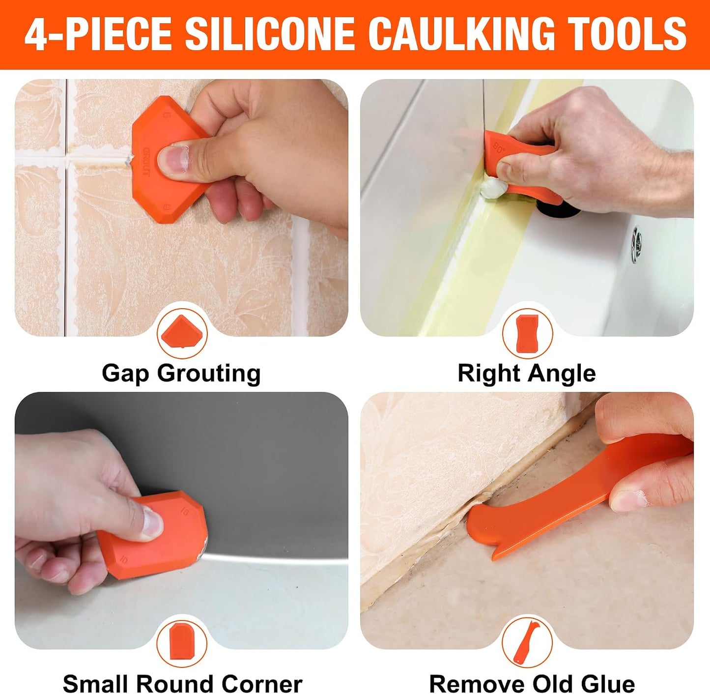 ValueMax 10OZ Caulk Gun and Caulk Scraper Kit with Caulk Remover Tool | Smooth Silicone Caulking Gun, 10:1 Thrust Ratio, Sealant Finishing Tool Grout Scraper for Caulking/Filling/Sealing