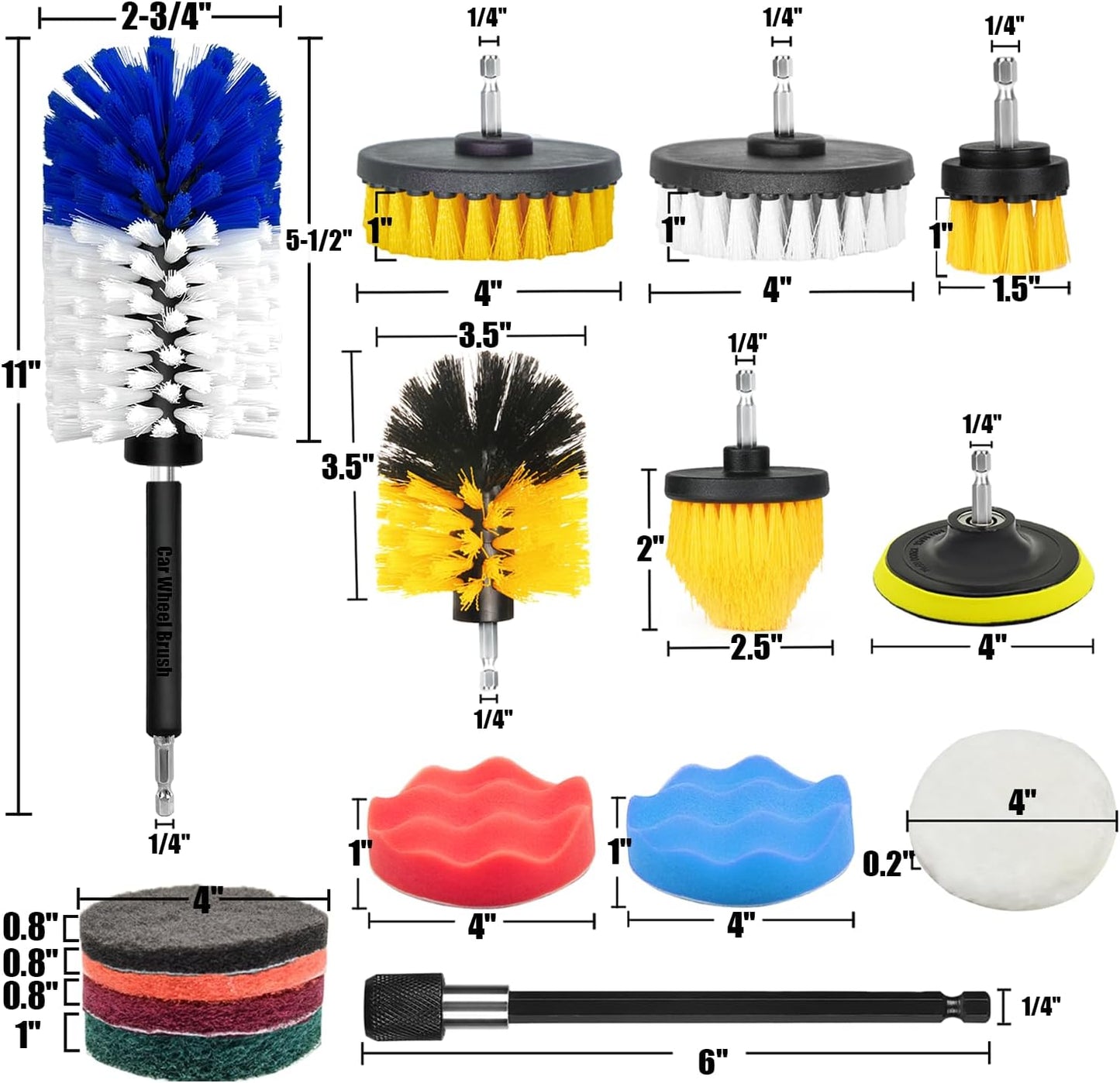 30Pcs Drill Brush Attachment Set,Drill Scrubber Brush Kit Include Scrub Pads, Sponge, Extend Attachment, Drill Cleaning Brush Attachment Set for Bathroom, Tub, Tile, Corner, Floor, Grout, Boat