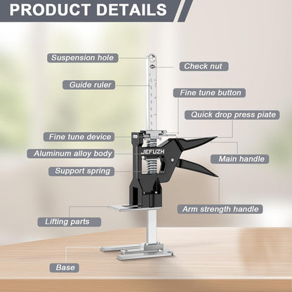 Labor Saving Arm Jack 2 Pack, Load-Bearing 440 lb Multi-Function Height Adjustment Lifting Device, Hand Furniture Lifter Tool, Furniture Jack for Lifting Door Furniture, Wall Tile Positioning