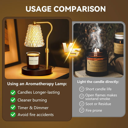 Candle Warmer Lamp with Timer Dimmer, Birthday Gifts for Women Mom, Height Adjustable Wax Melt Warmer for Jar Candles with 2 Bulbs, House Warming Gifts New Home Decor