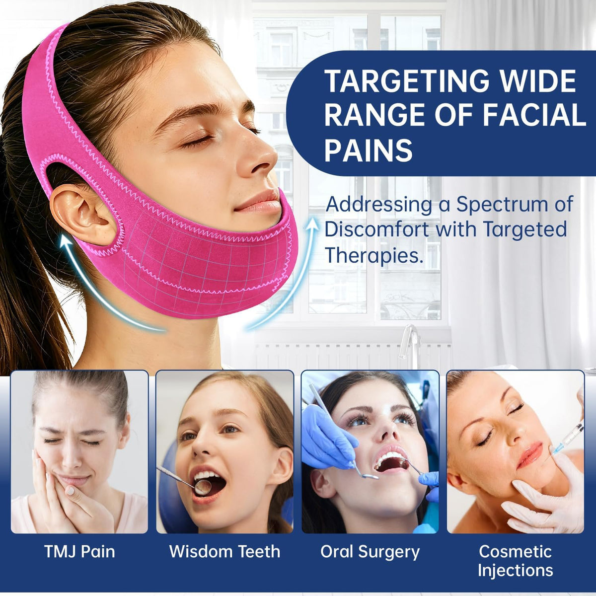 Wisdom Teeth Ice Pack Head Wrap Jaw Face Ice Pack with 4 Gel Packs