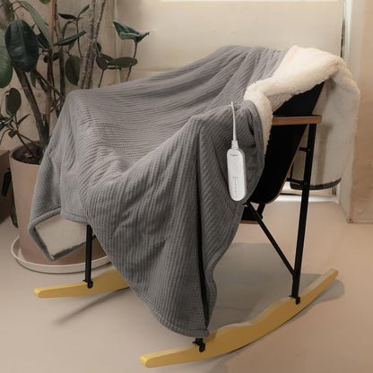 HOMLYNS Heated Throw Blanket, 5 Heat Settings, 3 Hours Timer, Grey
