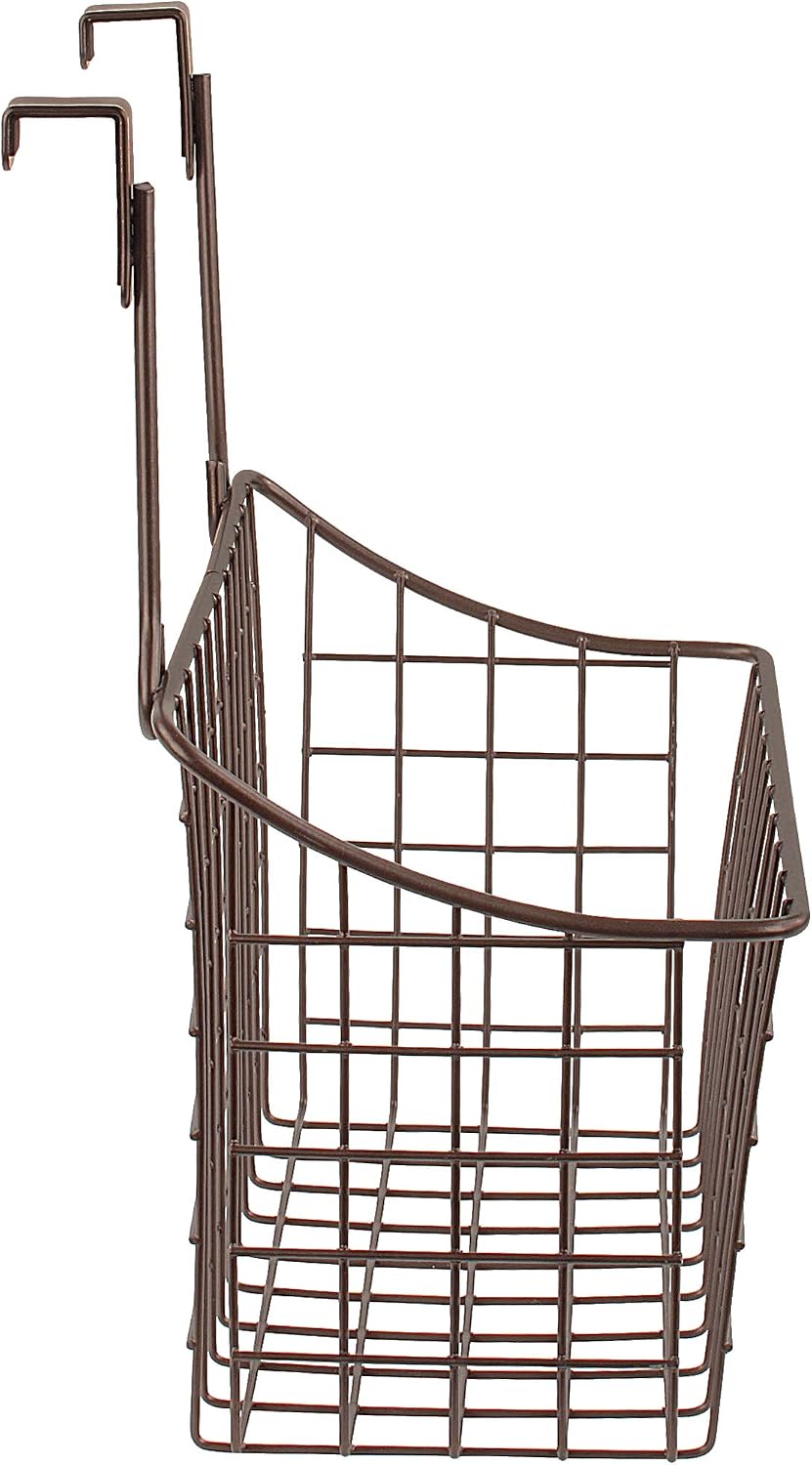 Spectrum Hanging Baskets for Organizing (Large, Satin Nickel) - Grid Over the Cabinet Wire Basket for Kitchen or Bathroom - Door Hanging Storage Organizer for Cleaning Supplies, Washcloths, & Towels