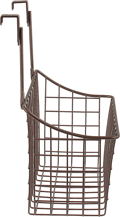 Spectrum Hanging Baskets for Organizing (Large, Satin Nickel) - Grid Over the Cabinet Wire Basket for Kitchen or Bathroom - Door Hanging Storage Organizer for Cleaning Supplies, Washcloths, & Towels