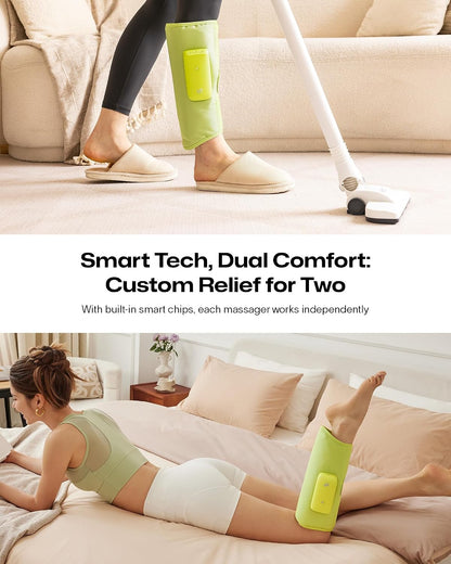 UREVO Smart Calf Massager with AI Massage Adaptation, Air Compression – Cordless Leg Massager for Circulation, Relaxation & Leg Sculpting – 3 Modes & 3 Intensities, Adjustable Heat, Long Battery